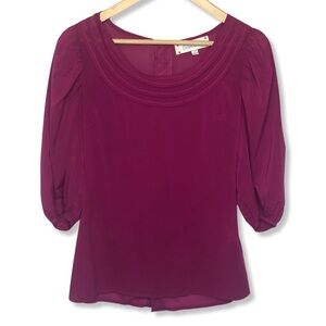 Pink Puff Sleeve Sheer Blouse